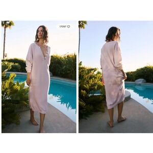 FP Beach Free People Hailee‎ Henley Lavender Cotton Waffle Knit Maxi Dress XS